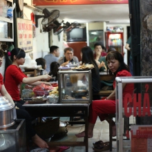 Hanoi street-side restaurant, Vietnam