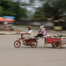 Motorbike with trailer in Kampot, Cambodia